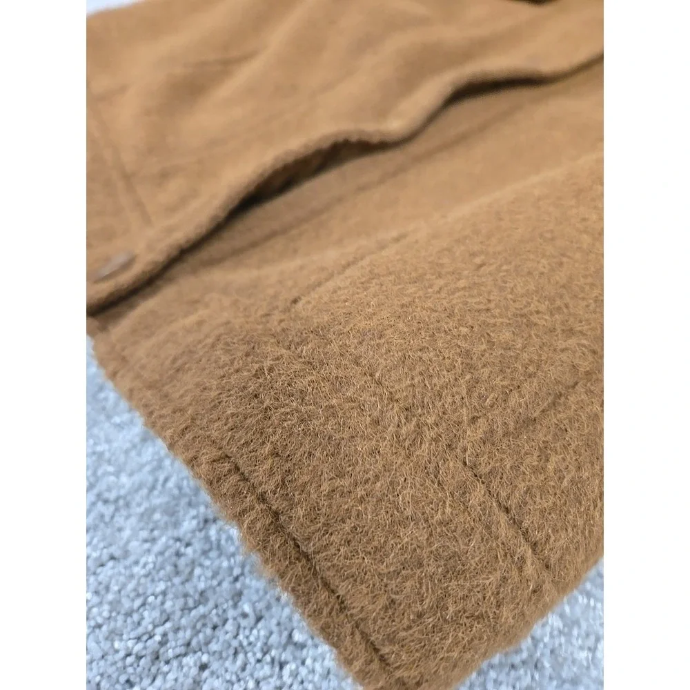 Joie‎ Cropped Button Down Long Sleeve Teddy Jacket Shacket Brown Women's Size S